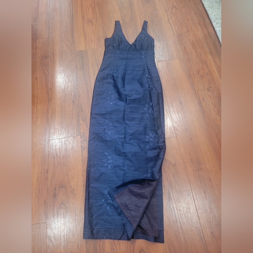 Nicole Miller Navy Blue Embroidered Maxi Dress - Picture 2 of 6